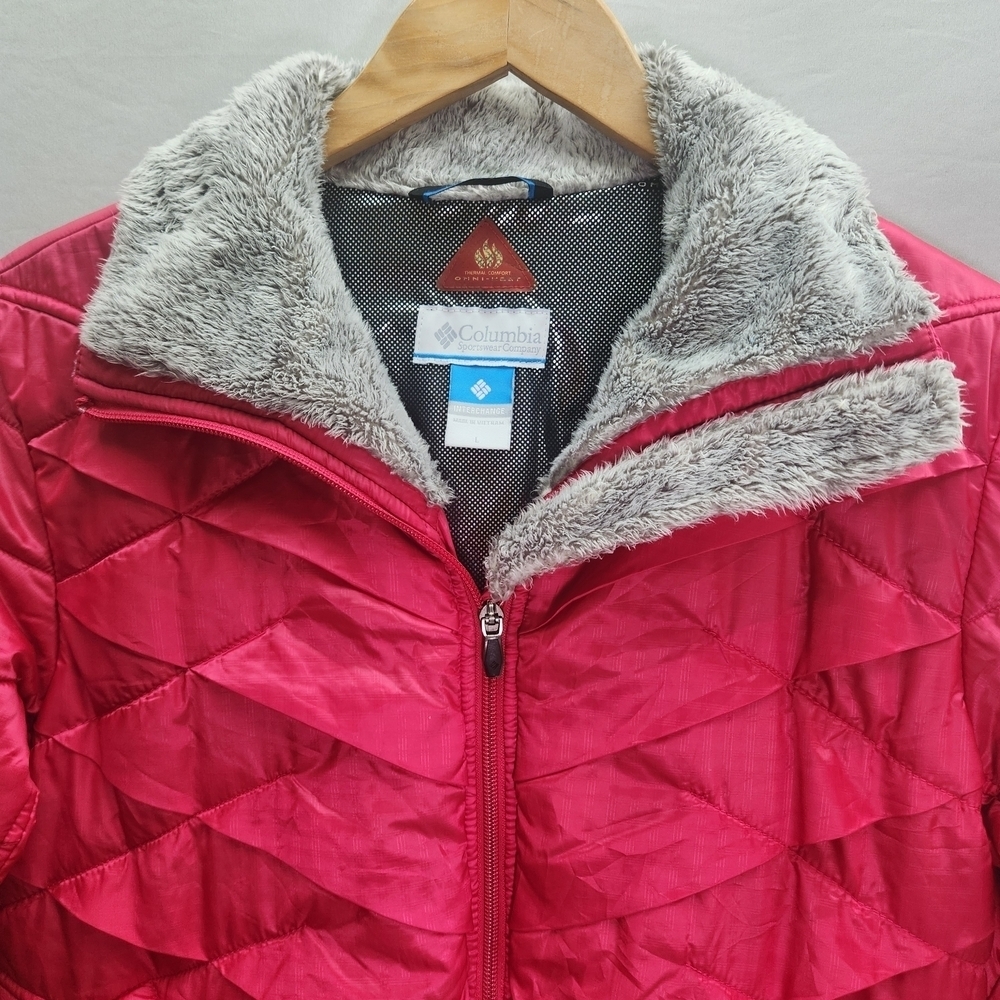 Columbia Women's Fuchsia Hot Pink Quilted Puffer Jacket With Mock Neck - Picture 5 of 15